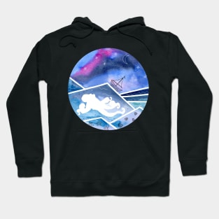 Abstract Seascape with Octopus and Sailing Ship. Hoodie